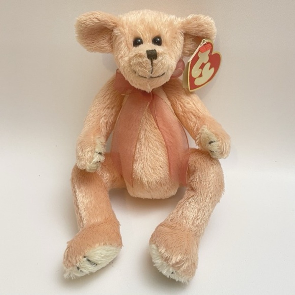 Ty Attic Treasures Collection Hayes Bear Peach‎ Teddy Beanie Plush Vintage 1993